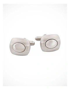 Rhodium Plated -Mirrored Insert Cufflinks