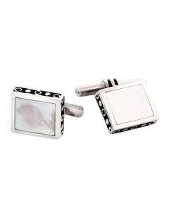 Sterling Silver & Square Mop Chain Cufflinks