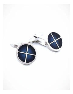 Blue Glass Enamel Cufflinks