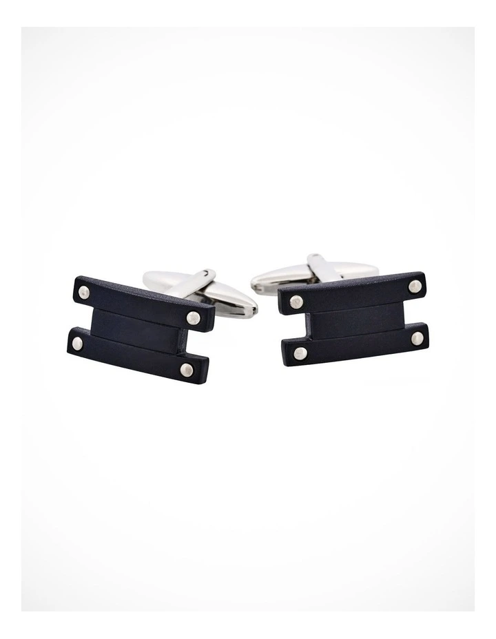 Rhodium Plated & Black Plated Cufflinks image 1