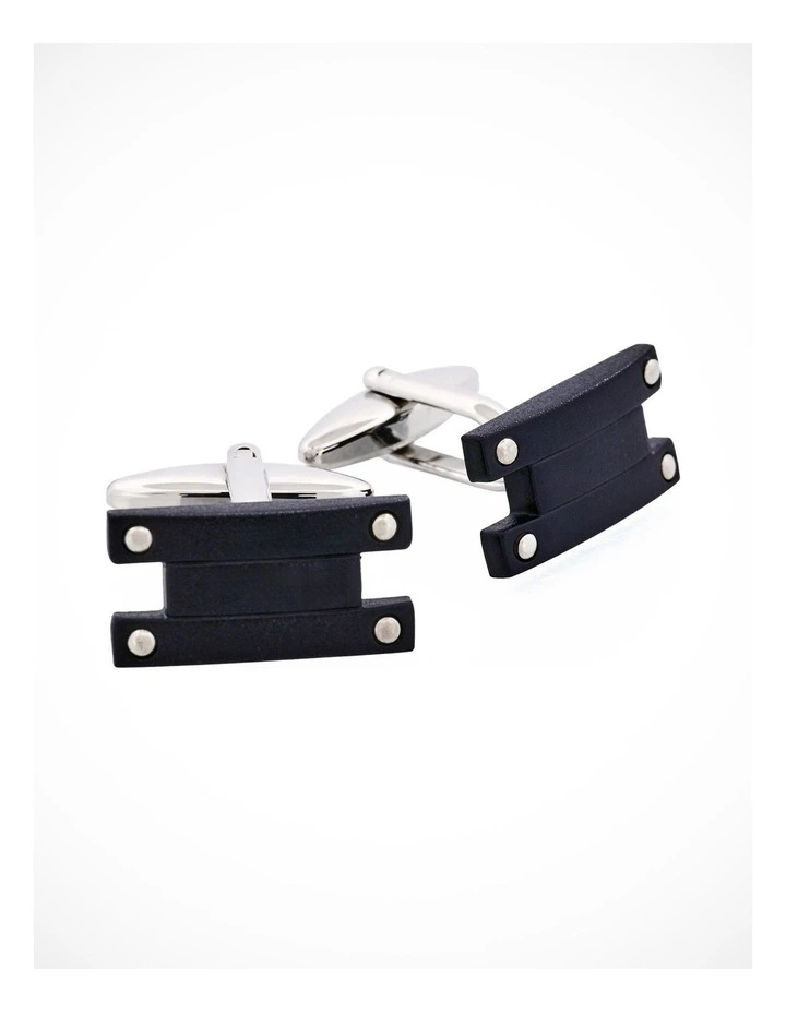 Rhodium Plated & Black Plated Cufflinks image 2