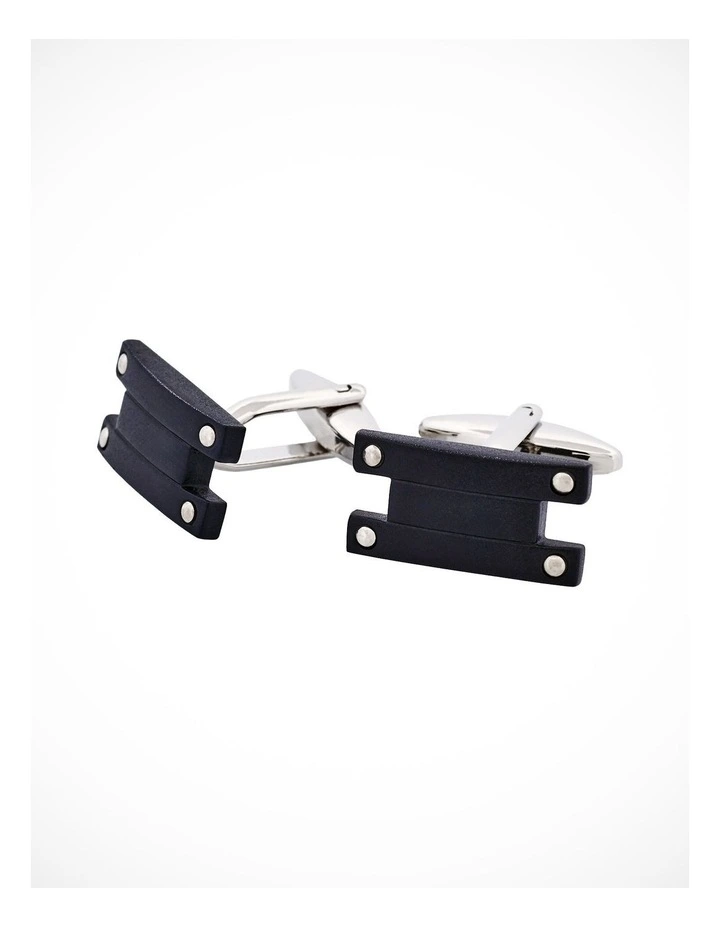 Rhodium Plated & Black Plated Cufflinks image 3