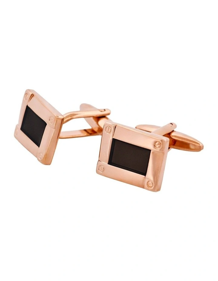Rose Gold & Black Enamel Plated Cufflinks image 3