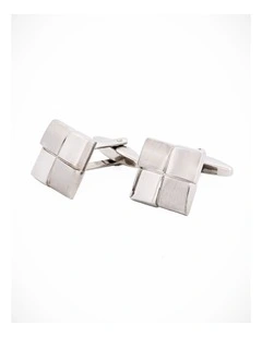 Rhod Brush Rhodium Cufflinks