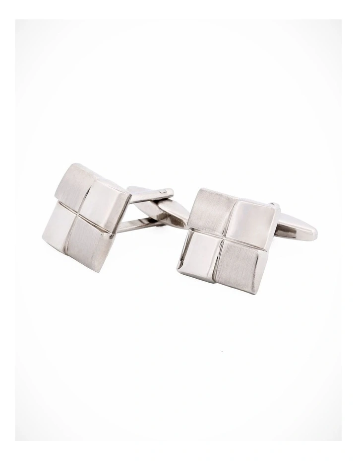 Rhod Brush Rhodium Cufflinks image 1
