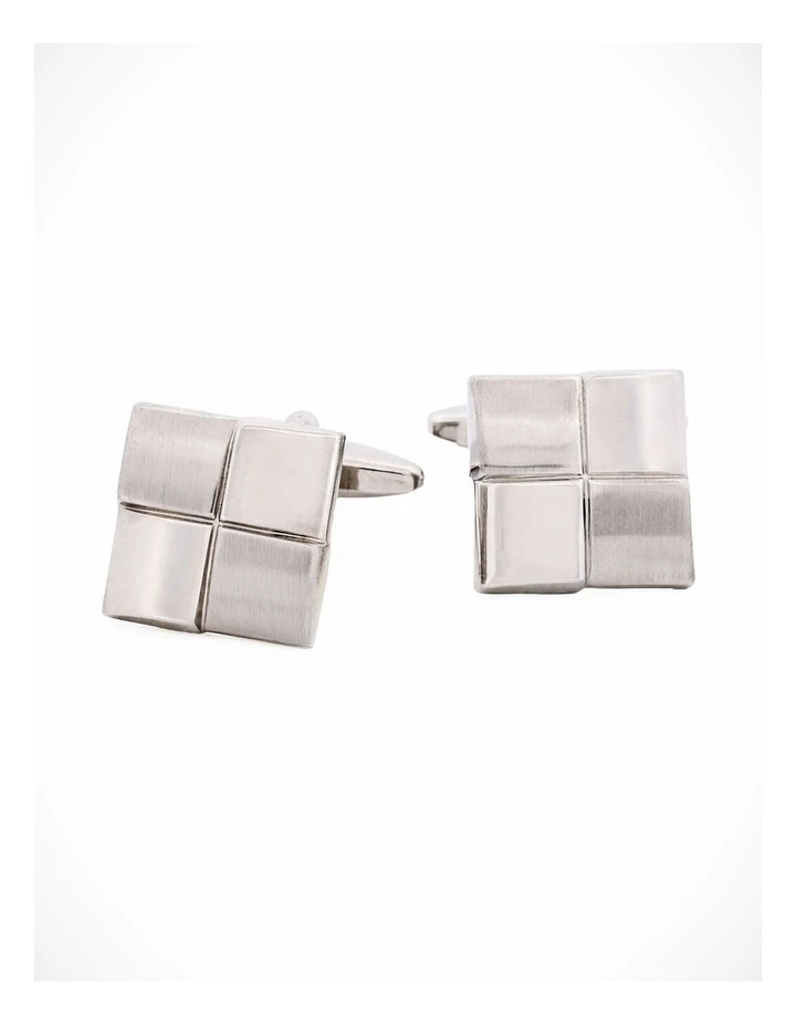 Rhod Brush Rhodium Cufflinks image 2