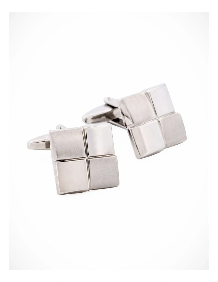 Rhod Brush Rhodium Cufflinks image 3