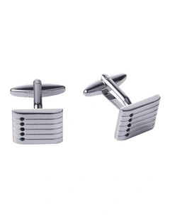 Brushed Rhodium & Montana Crystal Cufflinks