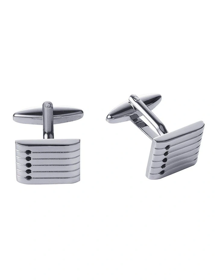 Brushed Rhodium & Montana Crystal Cufflinks image 1