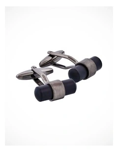 Brushed Gun Metal & Matt Black T-Bar Cufflinks