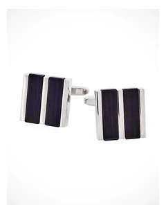 Black Striped Cats Eye Cufflinks