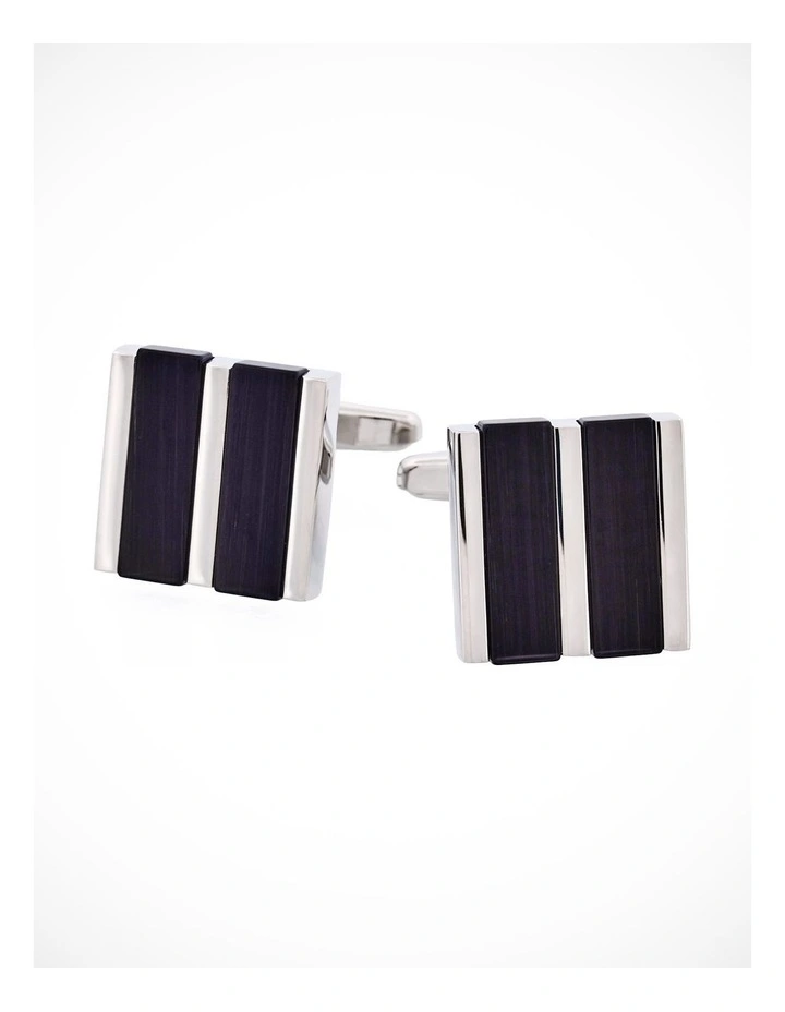 Black Striped Cats Eye Cufflinks image 1