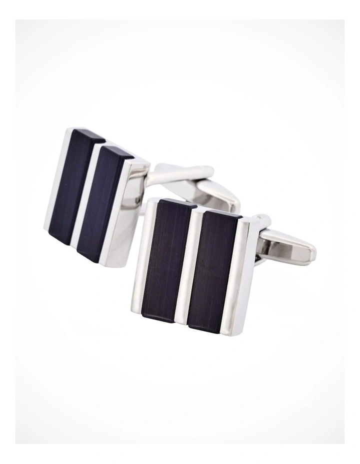 Black Striped Cats Eye Cufflinks image 2