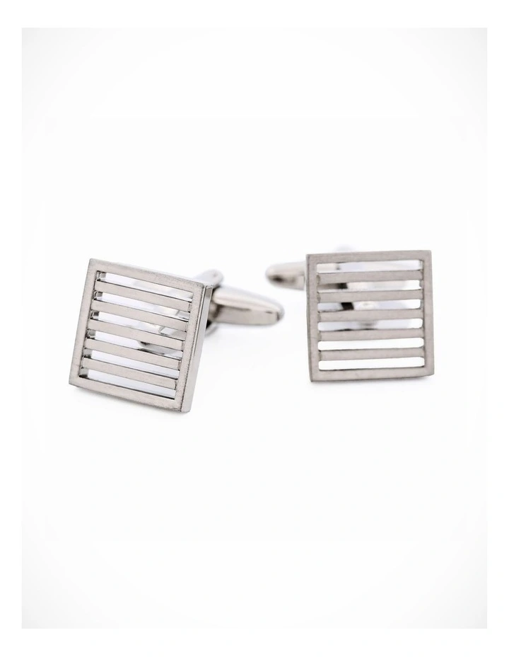 Brushed Rhodium Plated Grate Cufflinks image 2