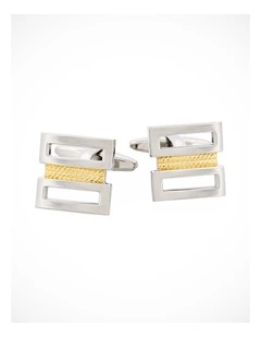 Rhodium & Gold Plated Cable Wire Cufflinks