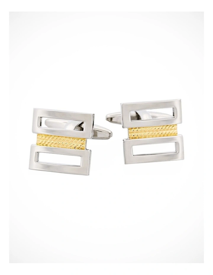 Rhodium & Gold Plated Cable Wire Cufflinks image 1
