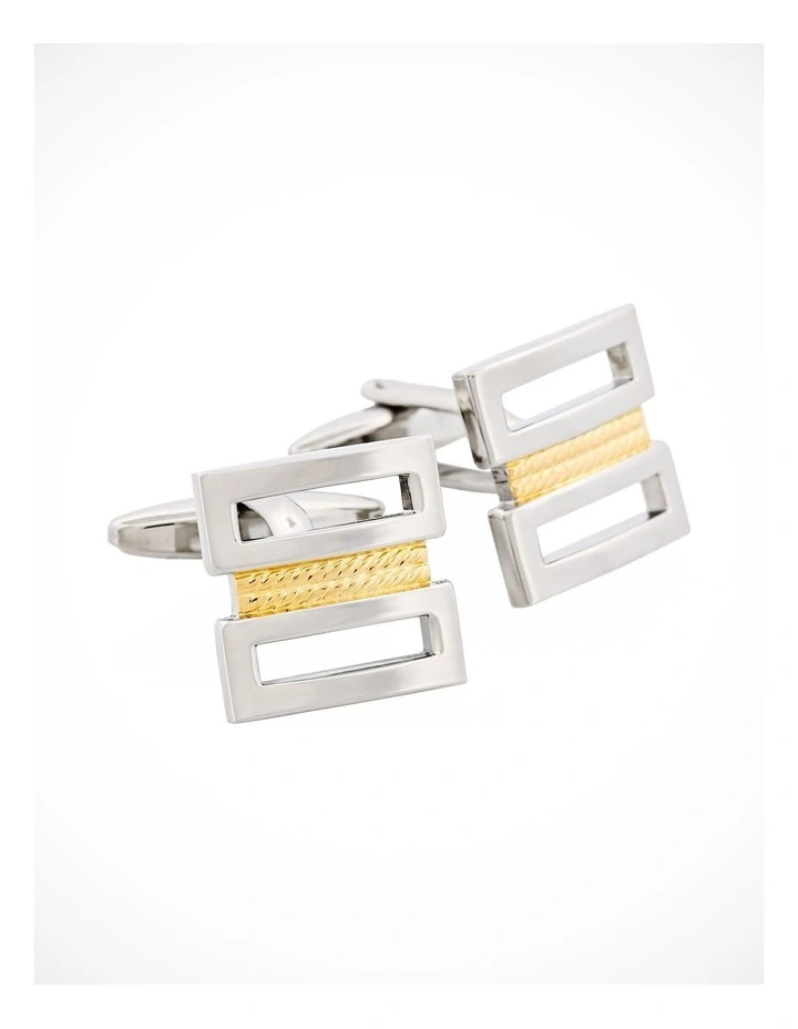 Rhodium & Gold Plated Cable Wire Cufflinks image 2