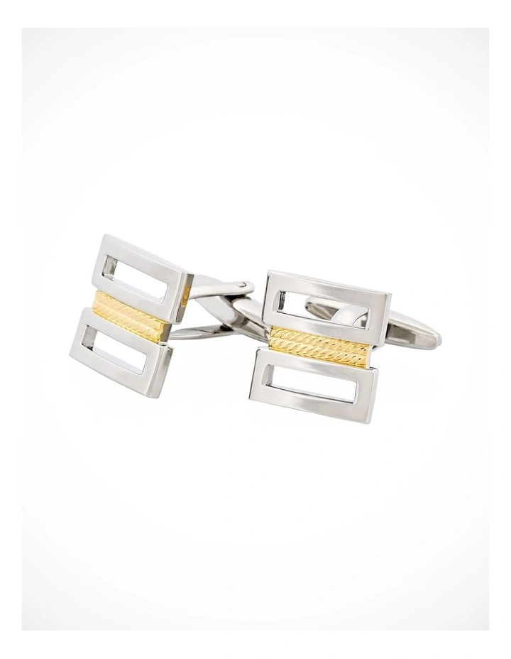 Rhodium & Gold Plated Cable Wire Cufflinks image 3