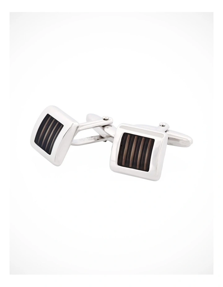 Rhodium & Grey Resin Cufflinks image 3