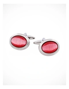 Pink Oval Cats Eye Cufflinks