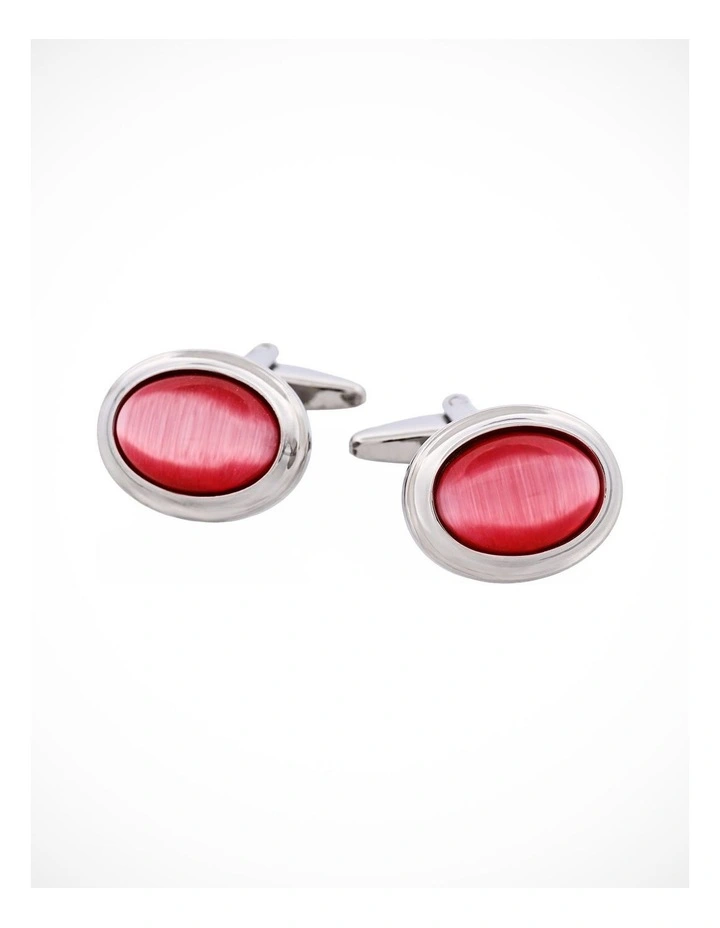 Pink Oval Cats Eye Cufflinks image 1