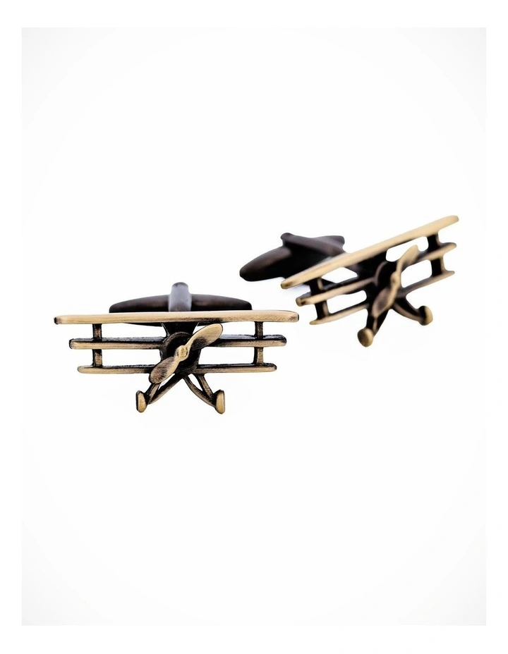 Burnish Gold Triplane Cufflinks image 3