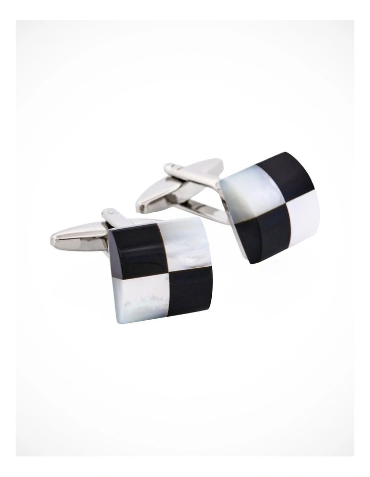 Onyx with Mother Of Pearl Square Cufflinks image 2
