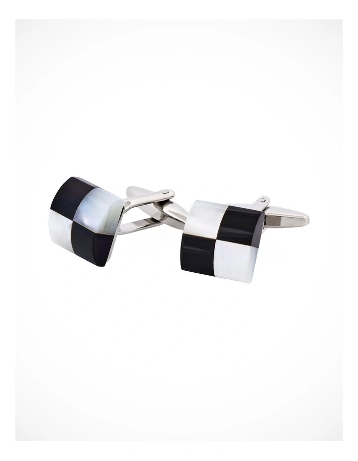 Onyx with Mother Of Pearl Square Cufflinks image 3