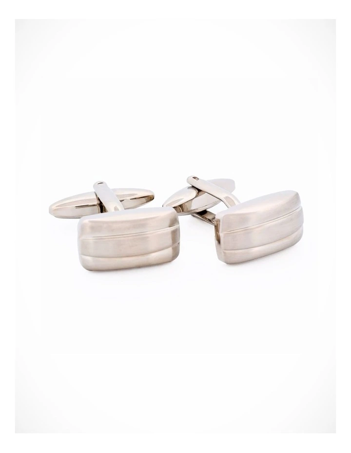 Rh Brush Rhodium Plated Cufflinks image 1