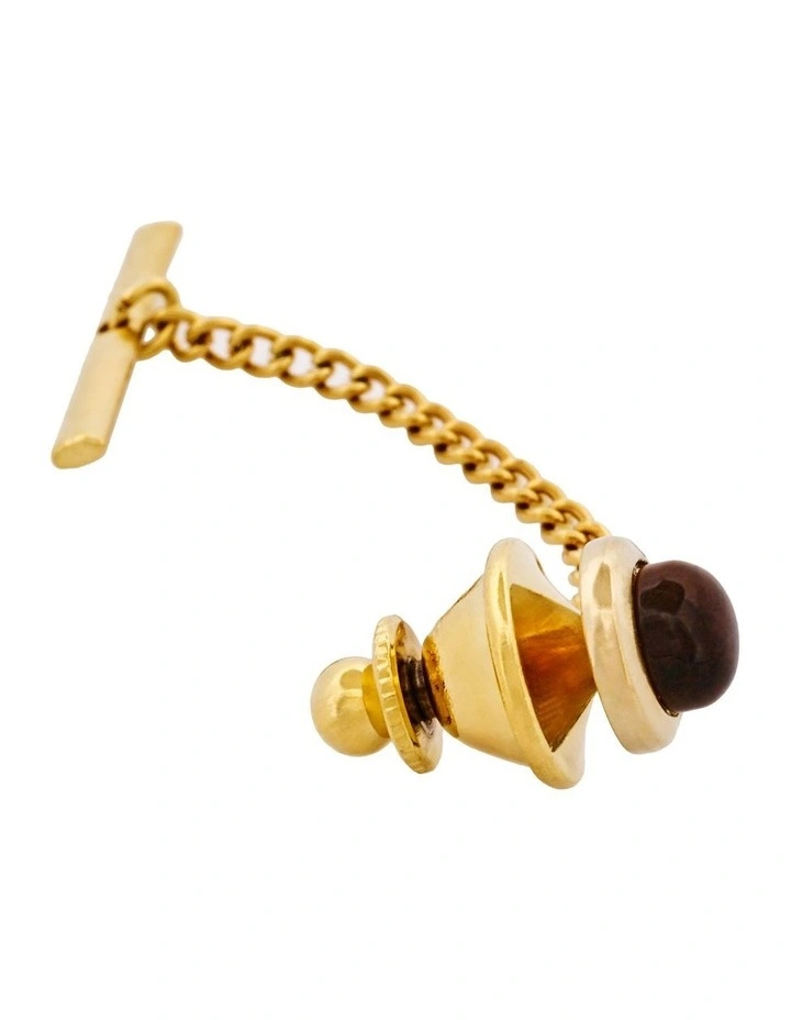 Gold Plated & Tiger Eye Tie Tak image 2