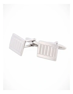 Rhodium Plated Striped Cufflinks