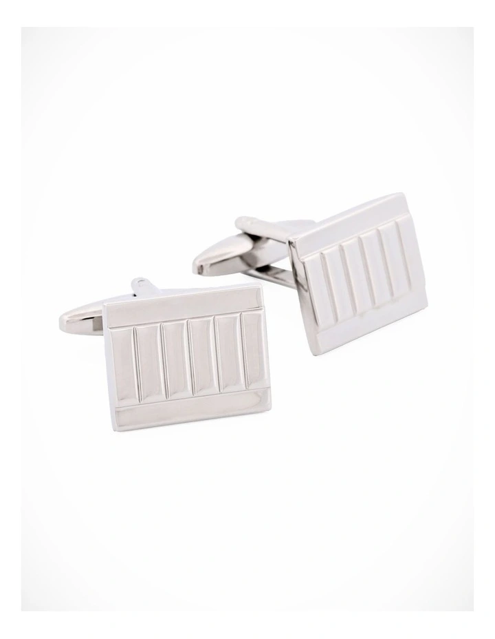Rhodium Plated Striped Cufflinks image 3