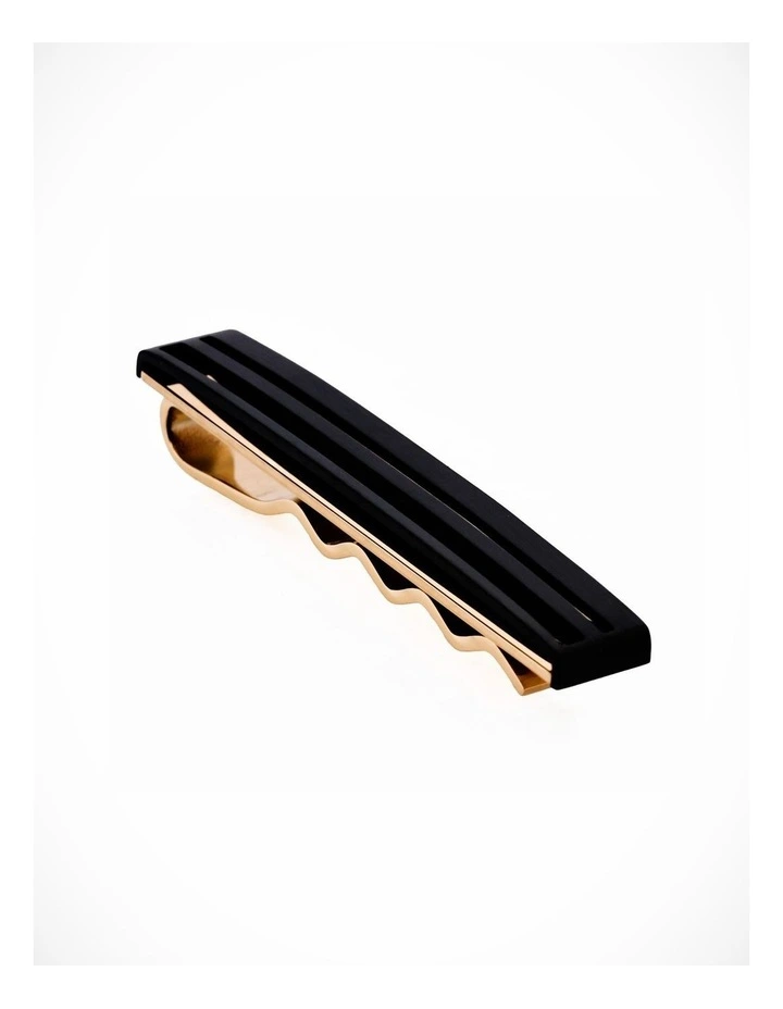 Stainless SteelIon Plated Gold & Black Double Layer Tie Slide image 1