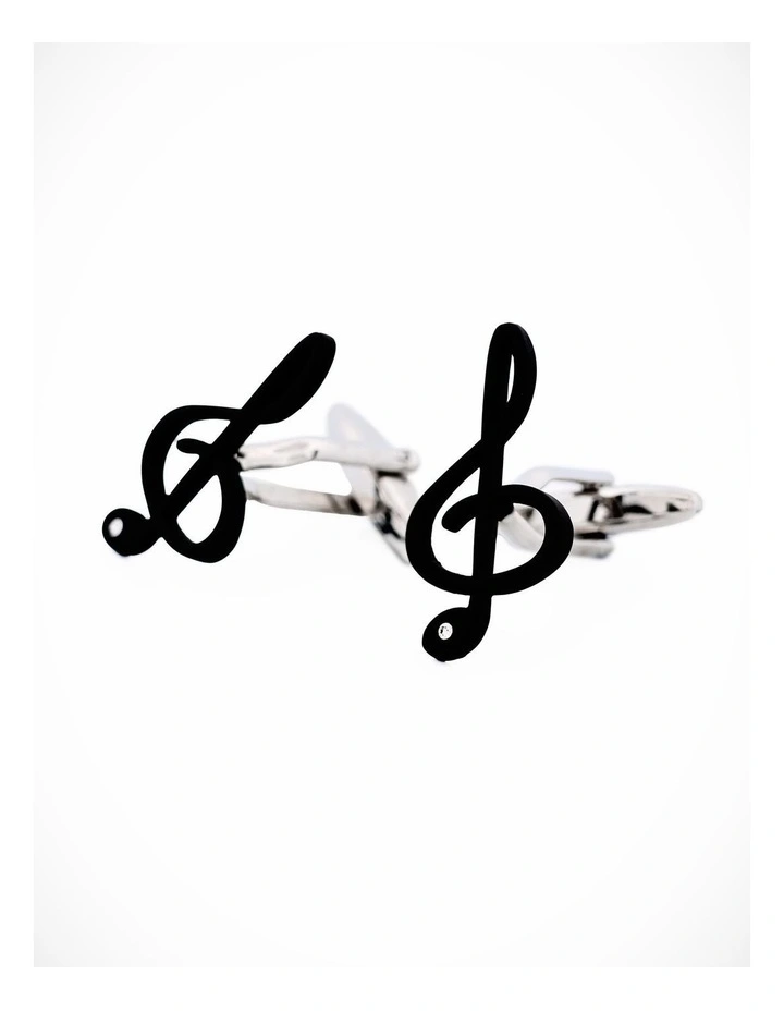 Black Plated Musical Clef Cufflinks image 1