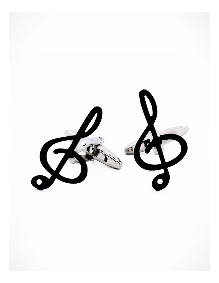 Black Plated Musical Clef Cufflinks image 2
