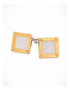 Rhodium & Gold Plated Mesh Square Cufflinks