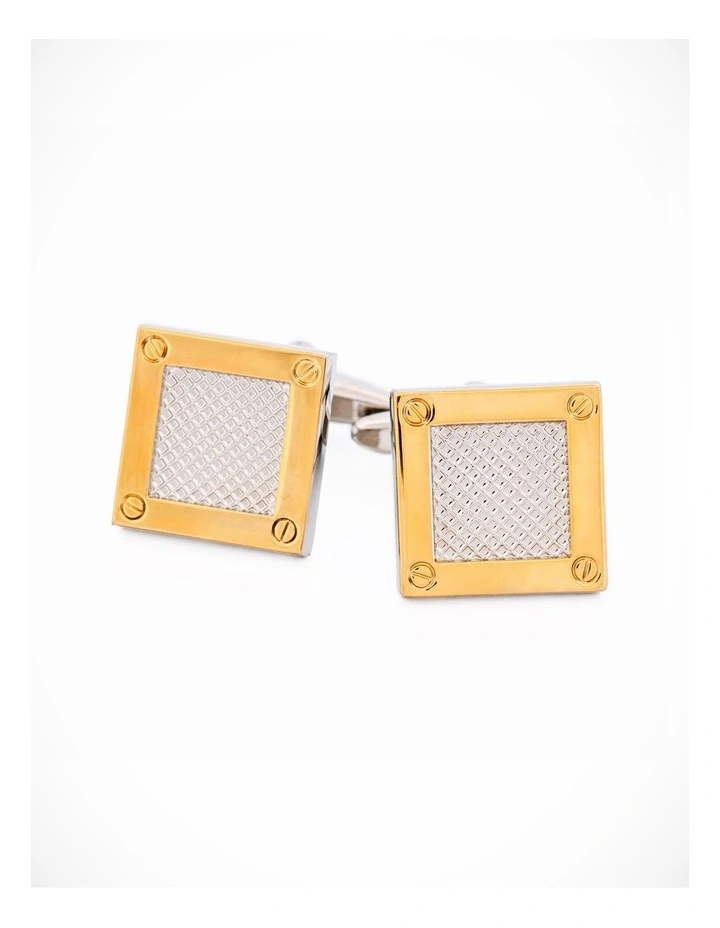 Rhodium & Gold Plated Mesh Square Cufflinks image 1
