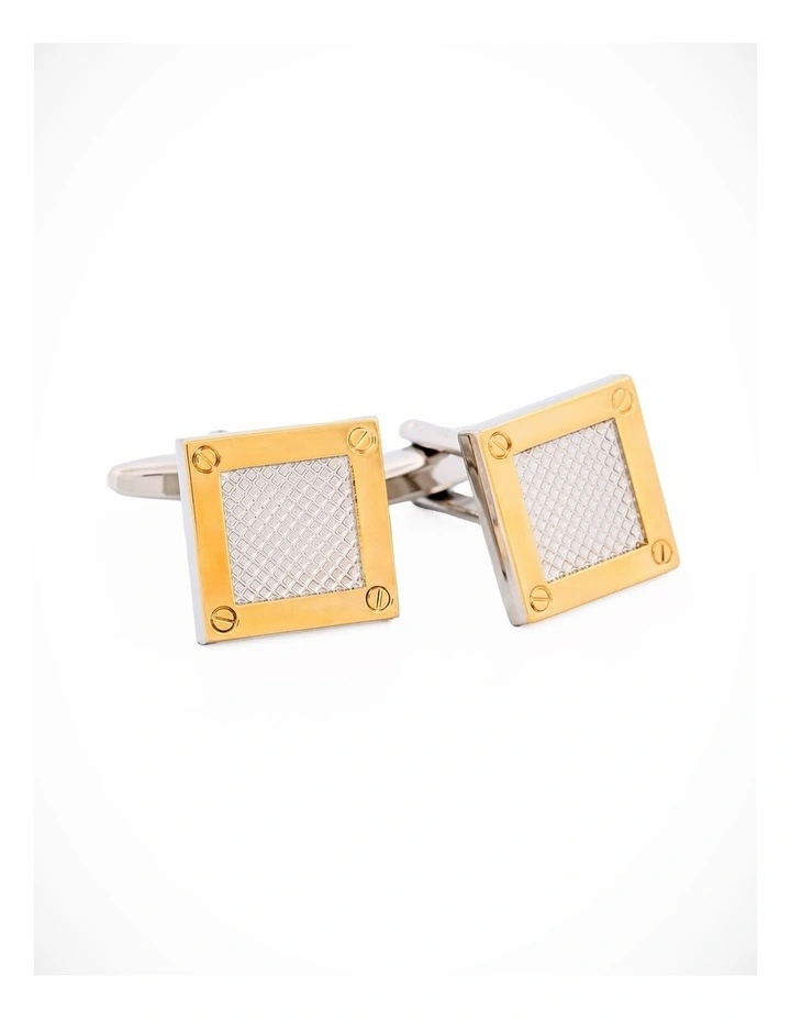 Rhodium & Gold Plated Mesh Square Cufflinks image 2