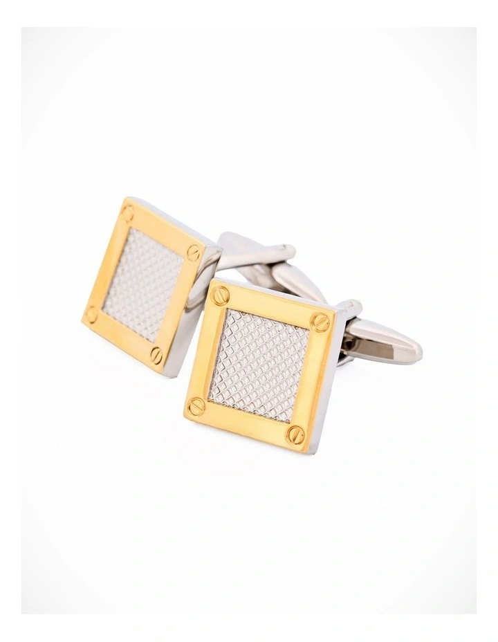 Rhodium & Gold Plated Mesh Square Cufflinks image 3