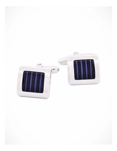 Rhodium & Blue Resin Cufflinks