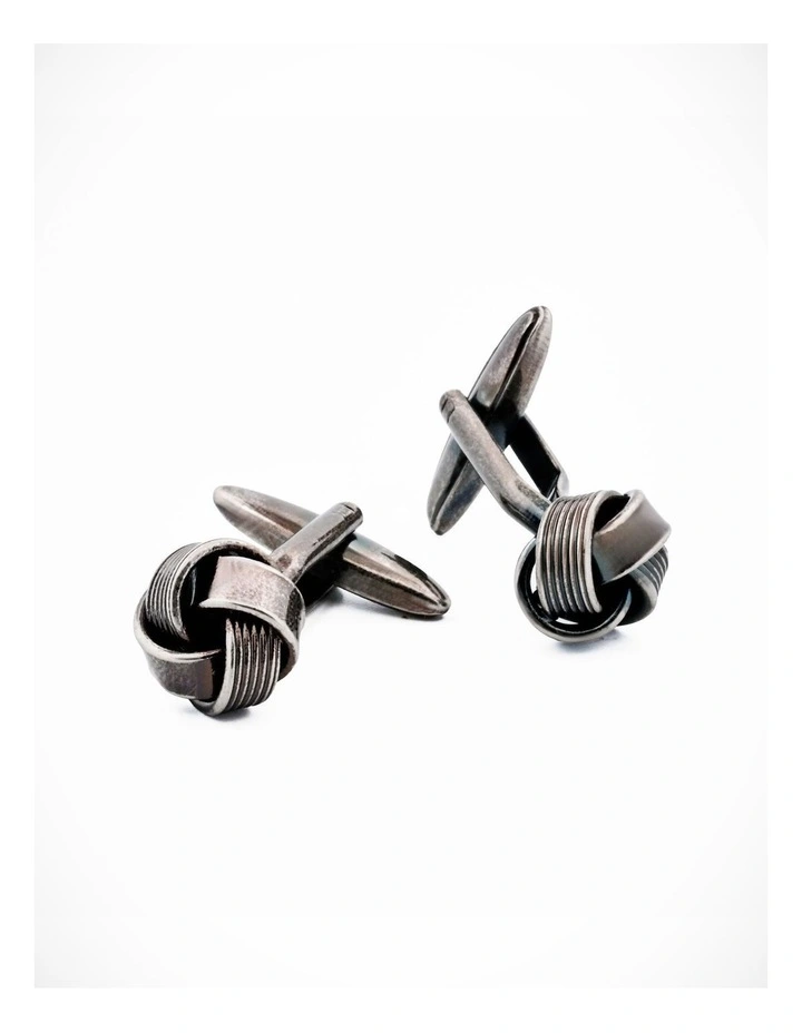Antique Rhodium Plated Knot Cufflinks image 2
