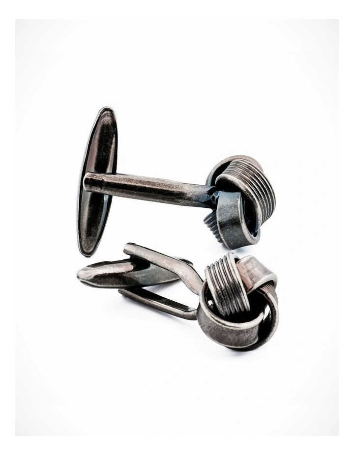 Antique Rhodium Plated Knot Cufflinks image 3