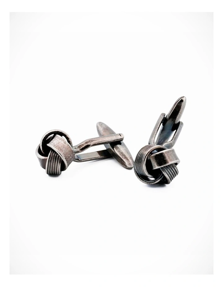 Antique Rhodium Plated Knot Cufflinks image 4