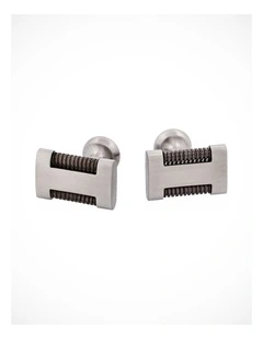 Brushed Stainless Steel & Gun Metal Drill Bar Cufflinks