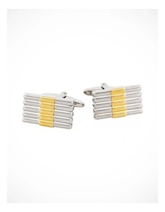 Rhodium & Gold Plated Striped Cufflinks