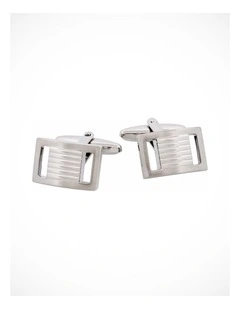 Rhodium Plated Cutout Side Cufflinks