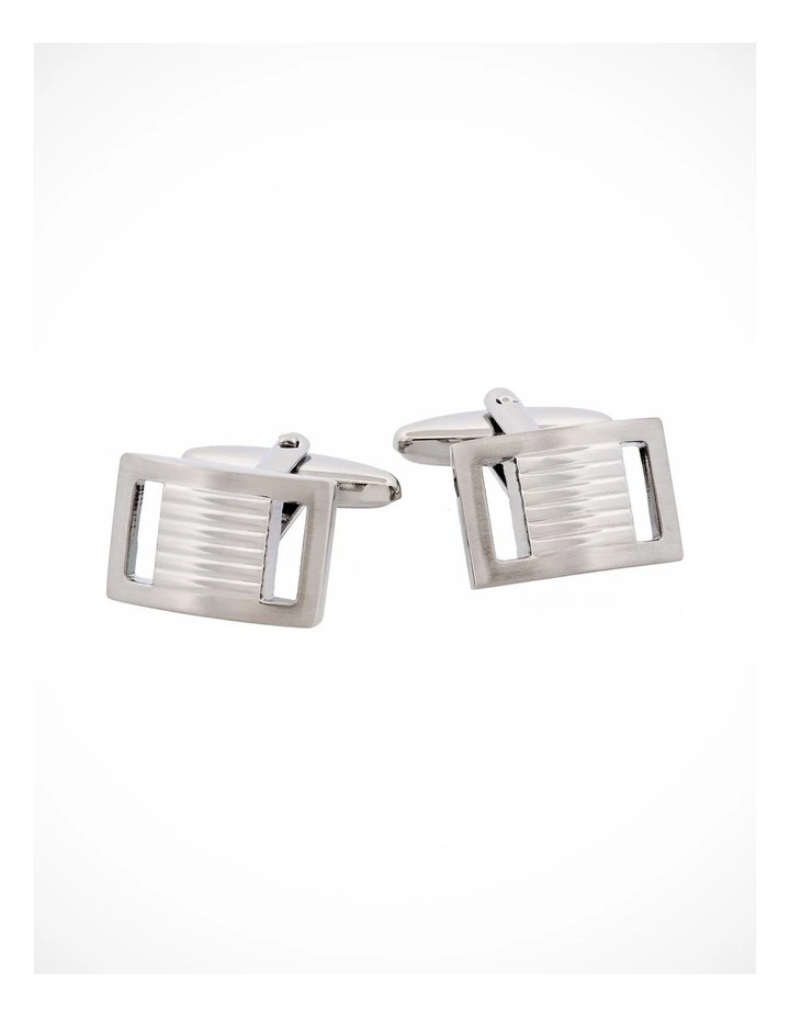 Rhodium Plated Cutout Side Cufflinks image 1