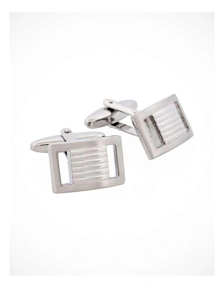 Rhodium Plated Cutout Side Cufflinks image 2