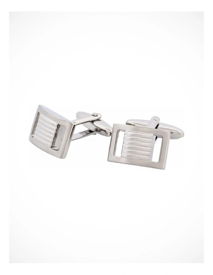 Rhodium Plated Cutout Side Cufflinks image 3