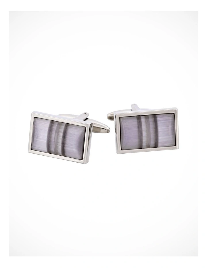 Multi Coloured Grey Striped Cats Eye Cufflinks image 1